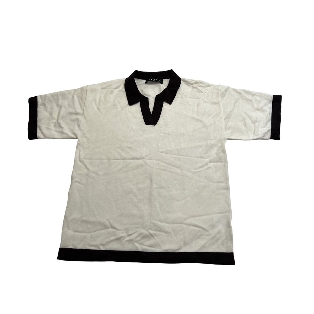 Lioness White Short Sleeve Polo Tee with Black Trim